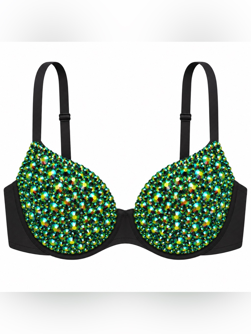Emerald Green AB Iridescent Jelly Rhinestone Sparkly Bra Limited Special